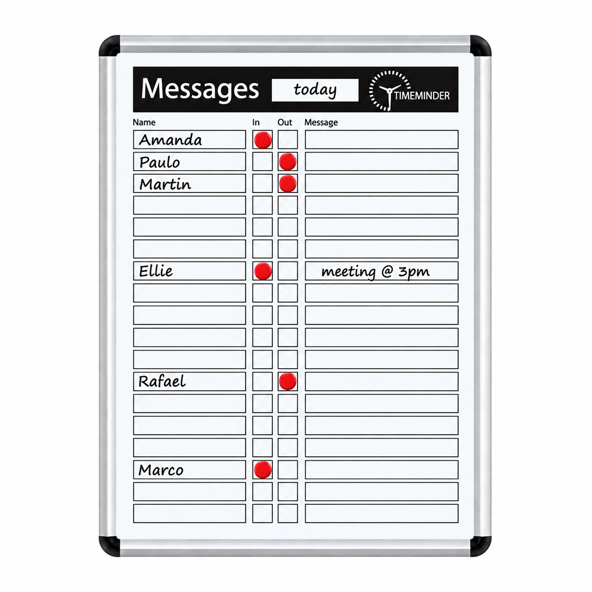 TimeMinder IN/OUT Message Whiteboard