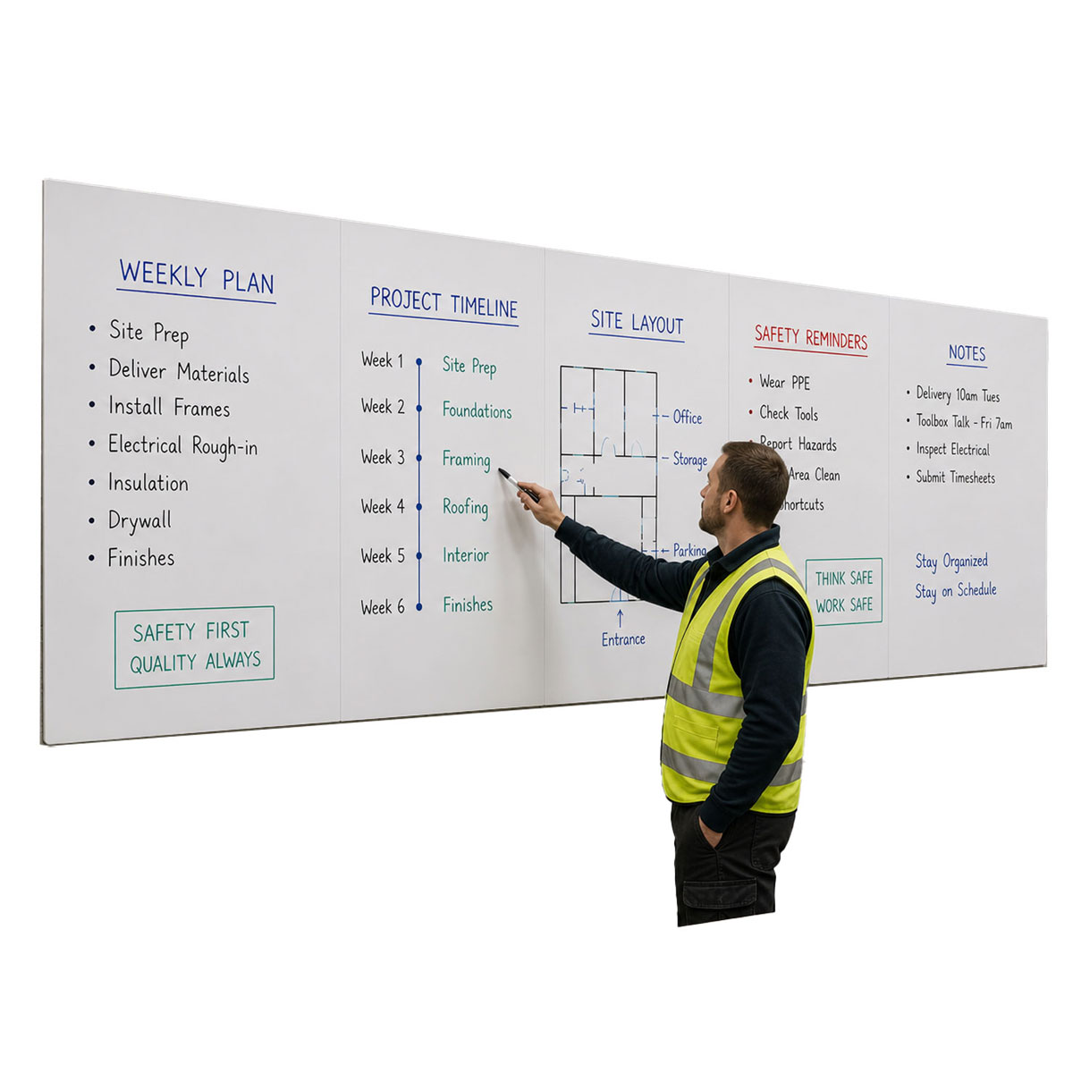 Workplace Frameless Whiteboards