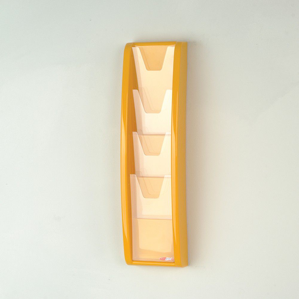 Panorama Wall Mounted Leaflet Dispensers Yellow Dispenser 4 x 1/3